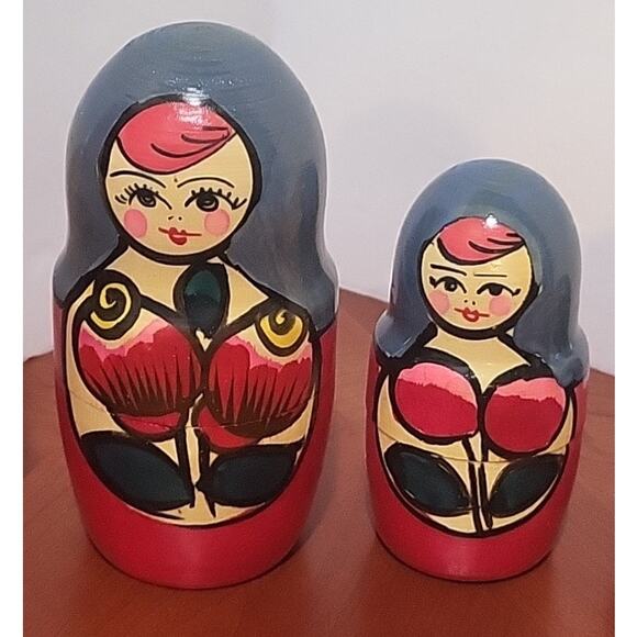 Handmade 5 Russian Nesting Dolls Complete Set - Picture 3 of 7